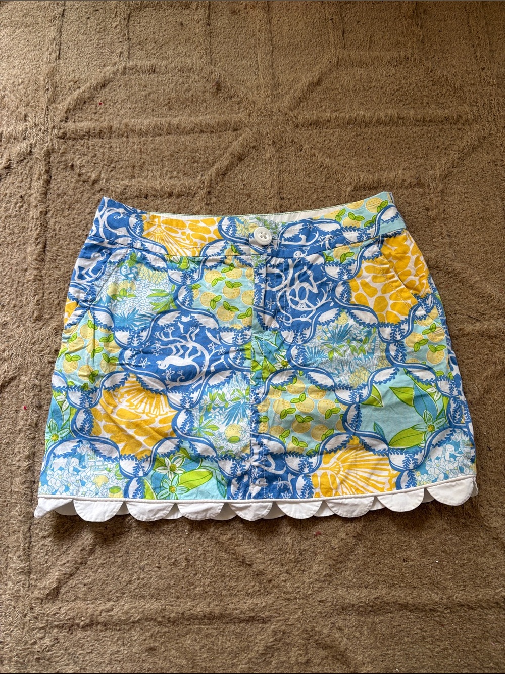 Lilly Pulitzer Women’s Blue, Yellow & Green Printed Cotton Mini Skort